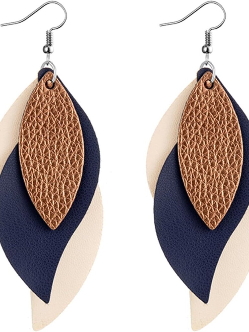 Boho Unique Leaf Earrings for Women Lightweight Leather Layered Dangle Cool Outf